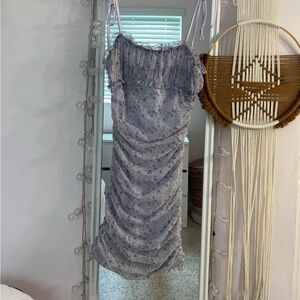 Katie J NYC Gray Sequin Ruched Mini Dress